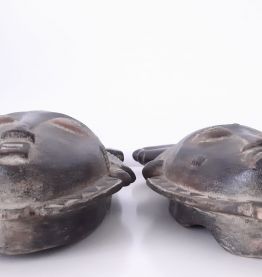 Masques couple africain baoulé,masque portrait Ndoma Mblo