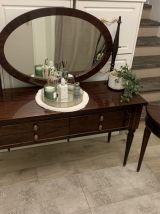 Coiffeuse et chevets vintage acajou