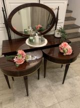 Coiffeuse et chevets vintage acajou