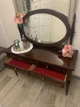 Coiffeuse et chevets vintage acajou