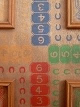 plateau en bois jeu petits cheveaux , vintage