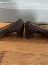Escarpins EMERAUDE daim marron vintage 60/70 – taille 37