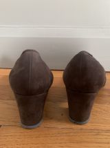 Escarpins EMERAUDE daim marron vintage 60/70 – taille 37