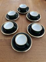 6 tasses à café bistrot anciennes vert empire