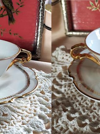 Superbe grande tasse à chocolat pocelaine Bernardaud Limoges