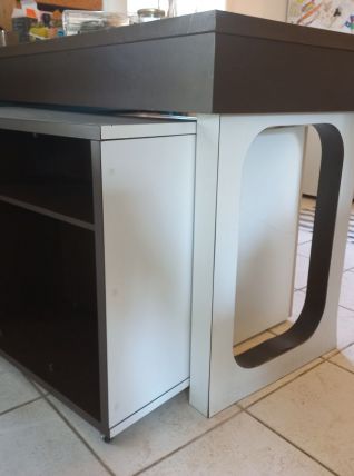 A SAISIR  5 Meubles de cuisine vintage année 80. Blanc/ bois