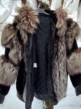 Blouson cuir ANAF M fourrure véritable renard élevage veau v