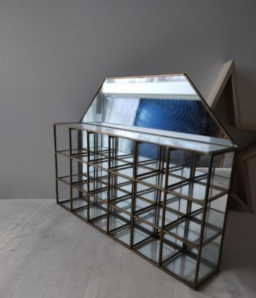 Vitrine verre miroir laiton doré vintage