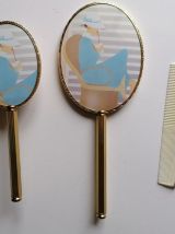 Nécessaire de toilette vintage miroir brosse peigne