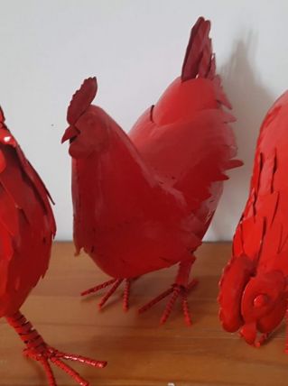 coq poule deco en fer trois model différente 20 euros pieces
