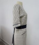 robe lin rayure chemise avec ceinture année 60-70