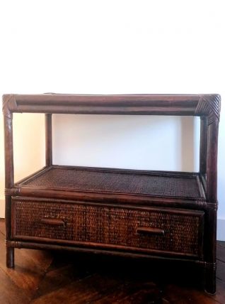 Meuble d'appoint en rotin 1960