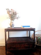 Meuble d'appoint en rotin 1960