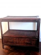 Meuble d'appoint en rotin 1960