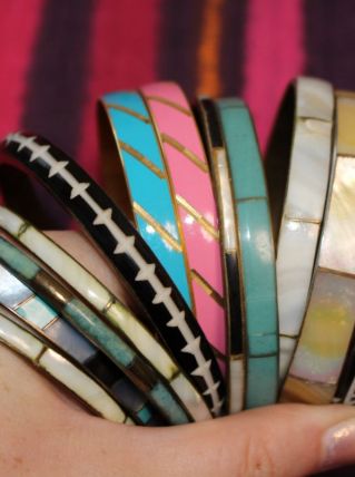 lot bracelet jonc nacre vintage retro année 70-80