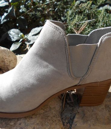 BOTTINES ATMOSPHERE STYLE MUSTANG  T 37 NEUF GRIS BEIGE 