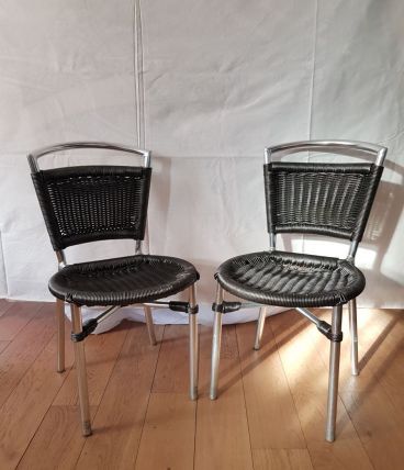 lot 2 chaises acier chromé