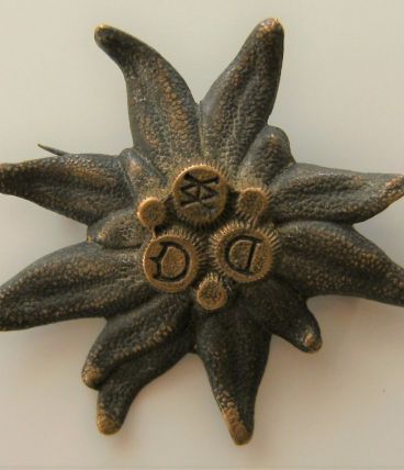 Broche énigmatique en bronze vintage runes symboles 