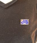Broche argent massif émaillé AUDAX cyclisme féminin vintage