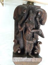 Ancienne applique bois sculpté divinité / Luminaire vintage