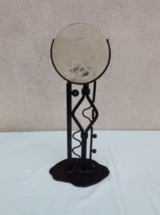 Bougeoir sculpture métal et verre éléphant 