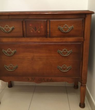 Commode Console  Bois Massif Patiné -3 tiroirs-cache secrete