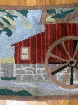 Tapis ancien Américain Hooked fait main, 1B892