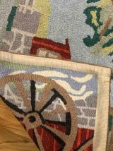 Tapis ancien Américain Hooked fait main, 1B892