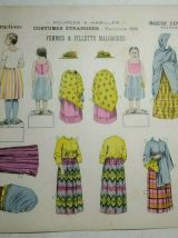 Ancien 3 cartons epinal pellerin poupee a habiller costumes