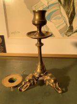 Bougeoir tripode éléphant ancien en bronze
