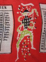 Mouchoir neuf motif calendrier 1963, rouge