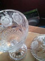 Bonbonnière Drageoir sur piédouche en Cristal taillé 