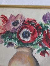 Tableau aquarelle bouquet d’anémones