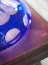 Vase cristal bleu cobalt taillé - Cristallerie de Lorraine