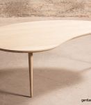Table basse haricot sur-mesure, avec 3 pieds en chêne massif