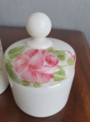Flacons De Toilette En opaline de Paris décor de rose 