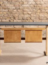Bureau double Casala en hêtre massif rénové et relooké