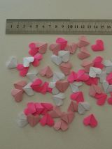 Lot de confettis coeurs en origami Rose et blanc