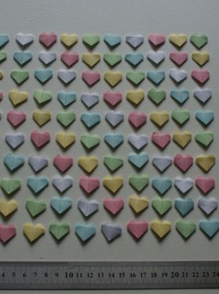 Lot de confettis coeurs en origami Pastel couleurs douces