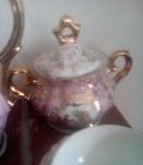 service à café pour 6 pers. porcelaine rose