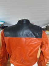 Blouson cuir camel et noir