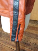 Blouson cuir camel et noir