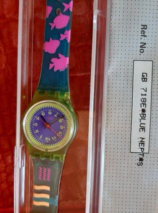 Montre SWATCH 1990 RARE GB 718E  BLUE NEPTUNE 