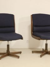 Paire de fauteuils vintage pivotant en bois  Année 70 Réf ZA