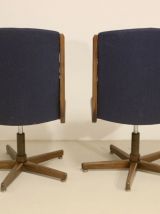 Paire de fauteuils vintage pivotant en bois  Année 70 Réf ZA
