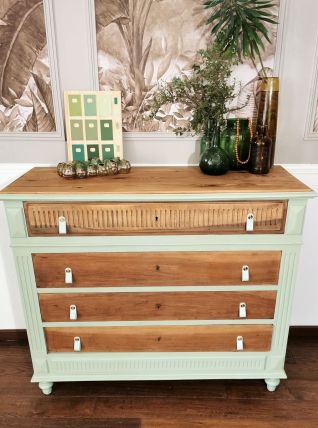 Commode vert et bois