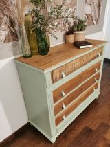 Commode vert et bois