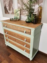 Commode vert et bois