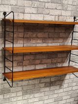 etagere  1950 scandinave  bois plaqage  chene  vernis ; h 63