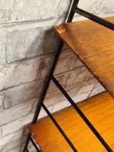 etagere  1950 scandinave  bois plaqage  chene  vernis ; h 63